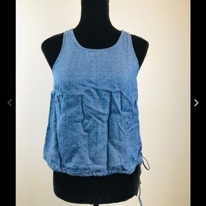 Lightweight denim tank with drawstring waist